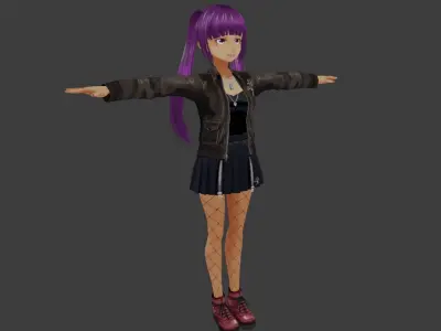 cute anime Girl character m2 Low-poly 3D model