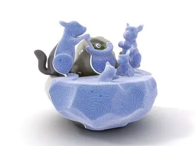 Playful Squirrel Fountain model pack Low-poly 3D model