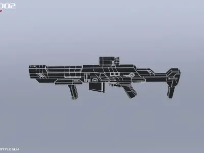 Scifi Battle gun Low-poly 3D model