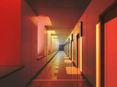 corredor empty hallway with lights 3D model