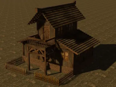 Medieval house ten 17 Low-poly 3D model