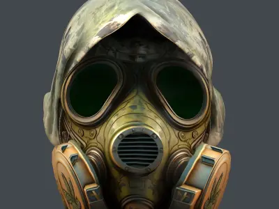 Gas mask helmet 3d model military combat fantasy cyborg Low-poly 3D model