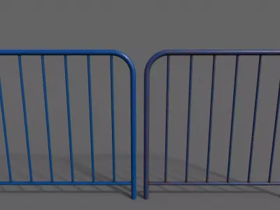 PBR Pedestrian Guard Rail Blue V2 Low-poly 3D model