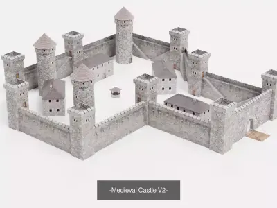 3 Medieval Castles Collection - Stone Fortresses 3D Model Pack