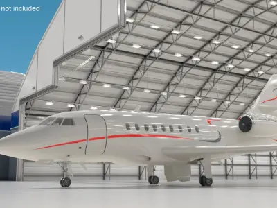  Plane Dassault Falcon 2000 White Rigged 