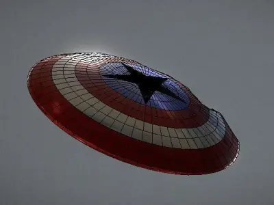 Captain America Broken Shield Low-poly 3D model