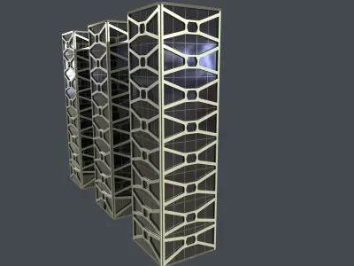 Building solar panel tower Low-poly 3D model