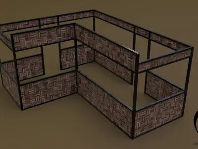 Stall stand 15 4in1 R - 4 PBR Texture 1 Model Low-poly 3D model