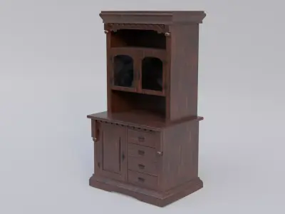 Cabinet wooden with glass doors 3D model