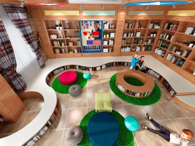 Library reading room classroom 3D model