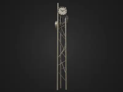 Modern outdoor pole clock Low-poly 3D model