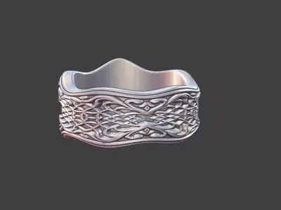 Japanese Pattern Ring Silver Jewelry 3D Model 3D print model