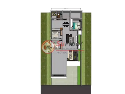 House 8x20m code 598 - Sketchup 3D model 3D model 3D model