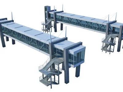 Street Pedestrian Bridge 3D model