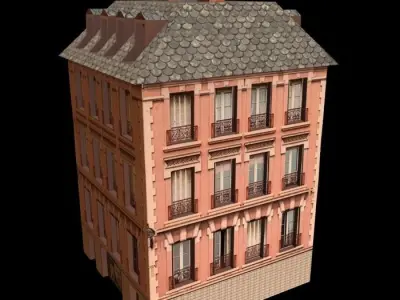 Building in paris Low-poly 3D model