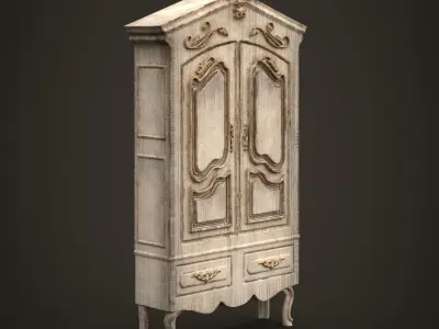 ANTIQUE WARDROBE - VINTAGE CLOSET - RUSTIC - FRENCH ROCOCO STYLE 3D print model purchase