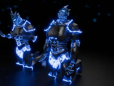 PBR Rigged Sci Fi Fantasy Armor Low and High Poly Low-poly 3D model