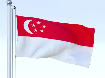 Animated Singapore Flag Low-poly 3D model
