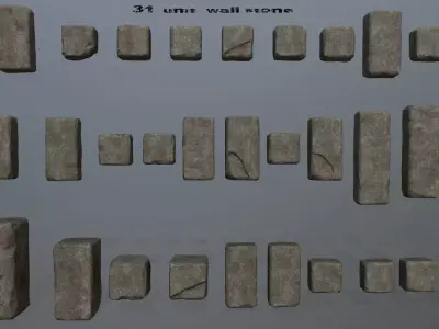 stones stone wall Low-poly 3D model