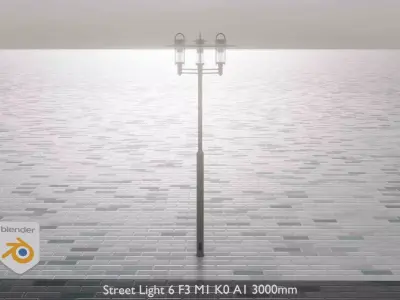 Street Light 6 F3 M1 K0 A1 3000mm  Low-poly 3D model