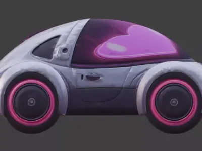 Stylized Sci-Fi Valentine Hover Car 3D Model Low-poly 3D model