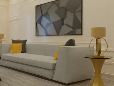 Living Room Interior Low-poly 3D model