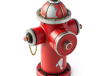 Detailed Weathered Red Fire Hydrant Low-poly 3D model
