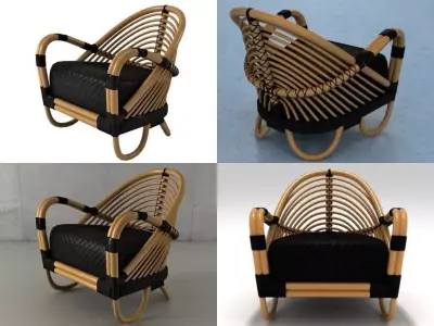 Charlottenborg pair of rattan lounge chairs 3D model
