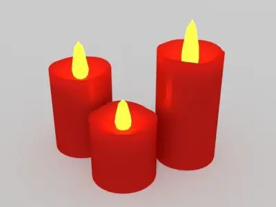 Candles candle in shape of heart Low-poly 3D model