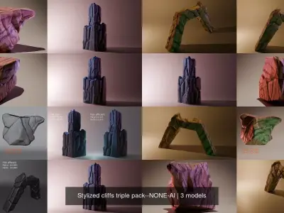 Stylized cliffs triple pack--NONE-AI
