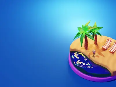 Animata Beautiful Beach Low-poly 3D model