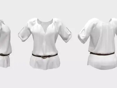Ladies Shirt with Belt Low-poly 3D model