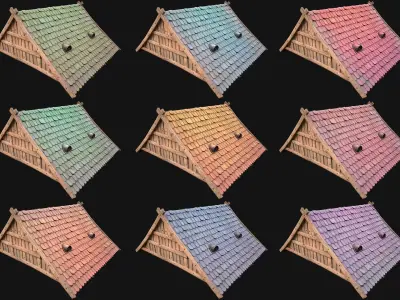 Medieval Tile Roof Modular Low-poly 3D model