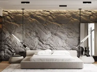 modern black bedroom 3D model