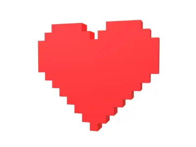 Pixel Heart v4 001 Low-poly 3D model