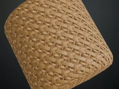 Natural Rattan Triple-Weave Lattice PBR Texture