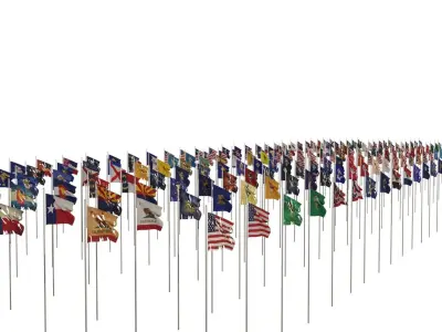 112 USA Flags - State Flags - Old Flags - Political Flags Low-poly 3D model
