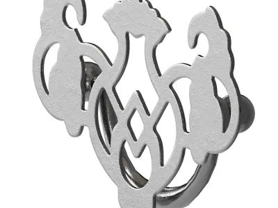 Chippendale Bail Pull Bright Solid Brass 3D model