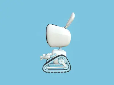 Cute Robot 01 - White 04 Faces - Character Design Fashion Low-poly 3D model
