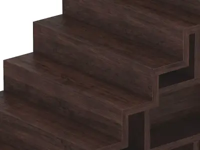 Wooden Stairs with Bookshelf 3D model