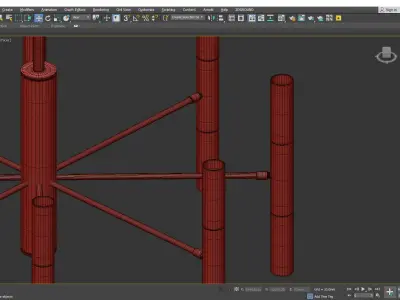 Starburst Metal Chandelier Lighting Fixture Modern Low-poly 3D model