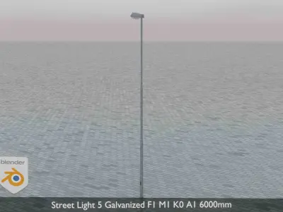 Street Light 5 Galvanized F1 M1 K0 A1 6000mm  Low-poly 3D model