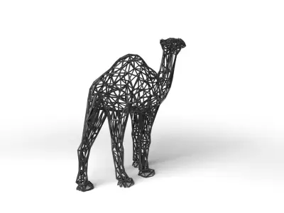 Dromedary Wireframe Low-poly 3D model