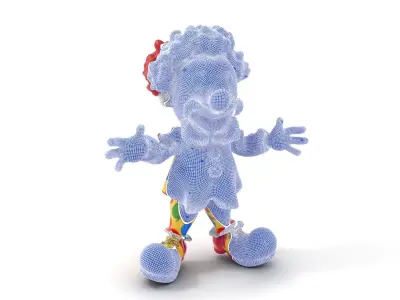 Cheerful Clown Character Model  Rigged and Animated Low-poly 3D model