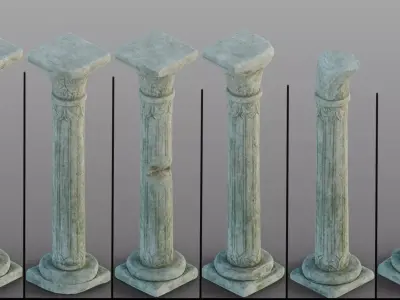 Gothic window pillars 3D model