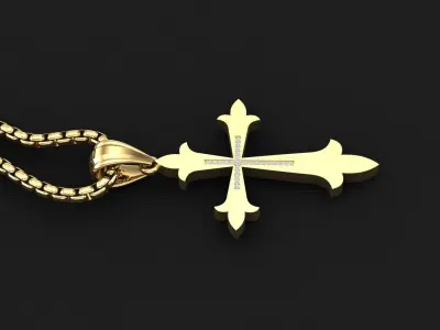 High Cross Pendant Light Gold 18K 3CP021 3D print model