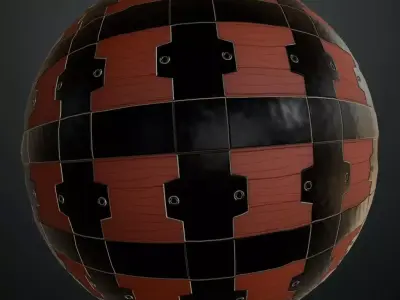 Antique High-Gloss Parquet Floor PBR Seamless Texture 6