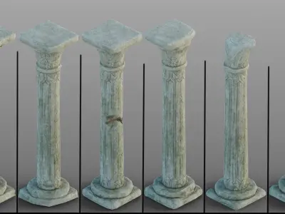 Gothic window pillars 3D model