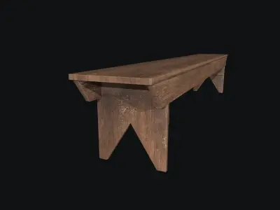 Wooden Bench Low-poly 3D model shop