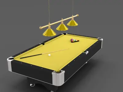 8 Ball Pool Table Setting Yellow 3D model